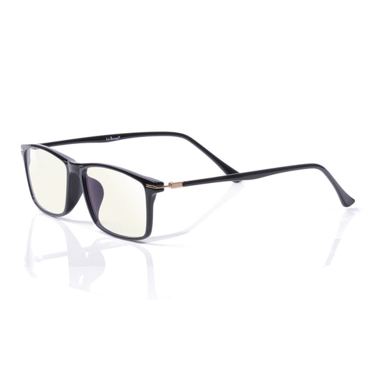 Mandi rectangular blue-light glasses in Black, product view on white