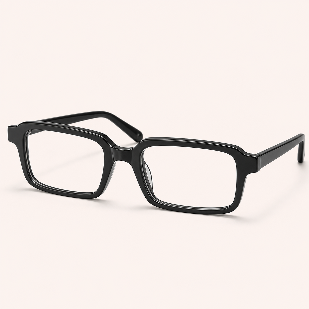 Black rectangular eyeglasses representing Le Seven rectangle frames