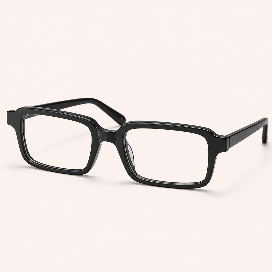 Black rectangular eyeglasses representing Le Seven rectangle frames