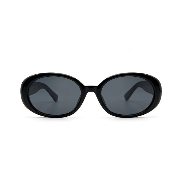 Riva Black oval polarized sunglasses, front view