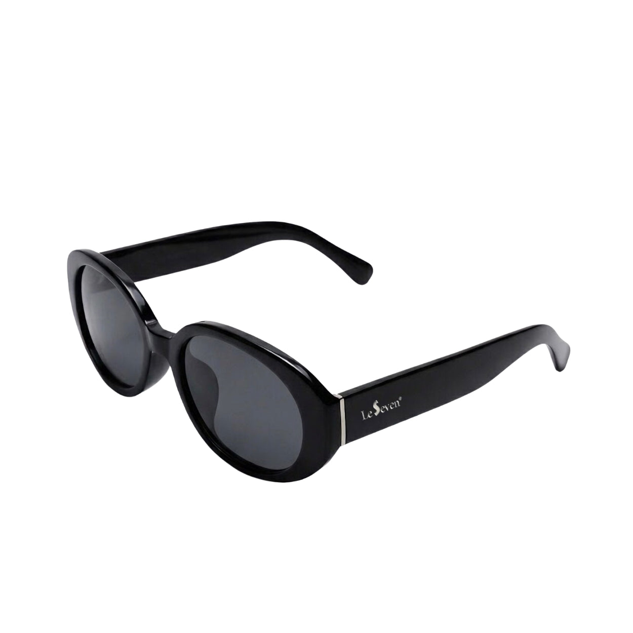 Riva Black oval polarized sunglasses, angled view