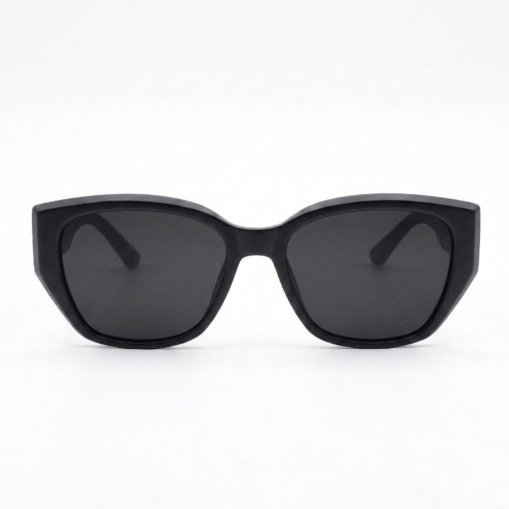 Lilly Black cat-eye polarized sunglasses, front view
