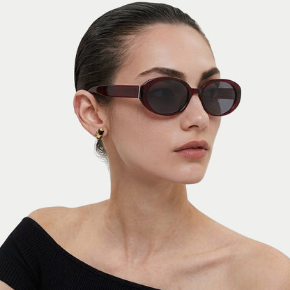 Model wearing Riva Ancora Red oval polarized sunglasses