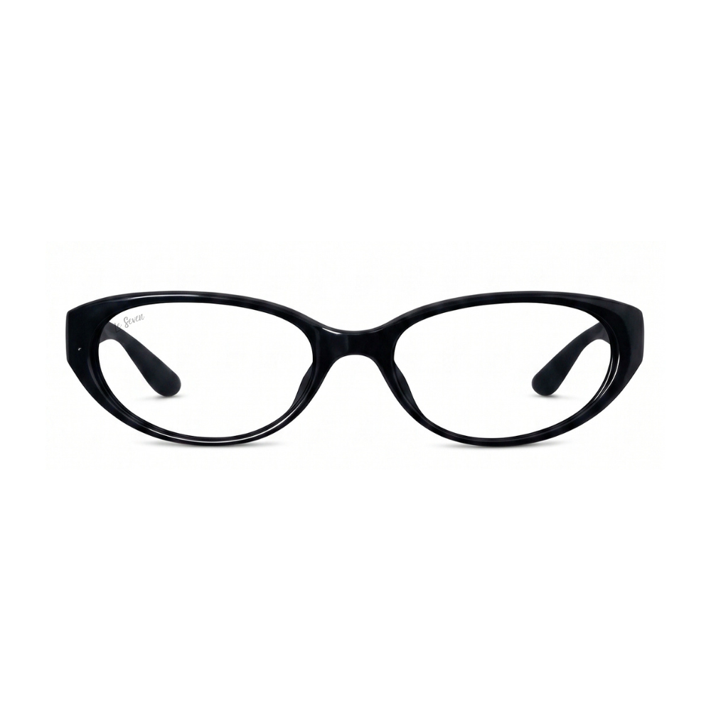 Kora Black cat-eye eyeglasses, front view