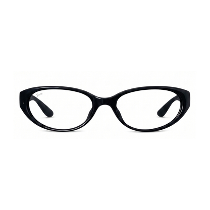 Kora Black cat-eye eyeglasses, front view