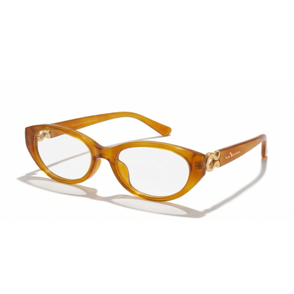 Kora Pumpkin cat-eye eyeglasses, three-quarter front-side view
