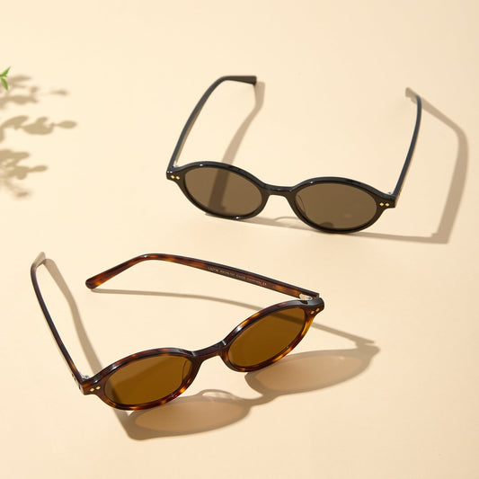Isla Black and Brown Tortoise oval sunglasses, angled product view