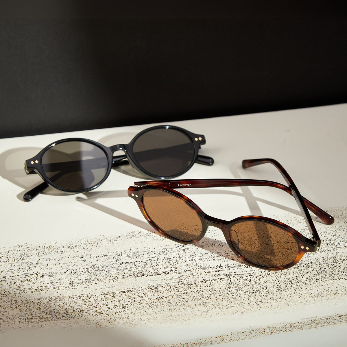 Isla Black and Brown Tortoise oval sunglasses, side view