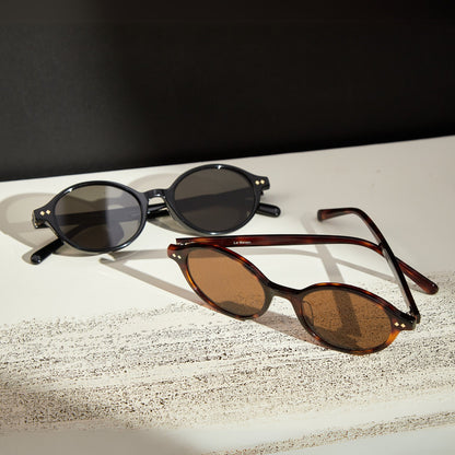 Isla Black and Brown Tortoise oval sunglasses, side view