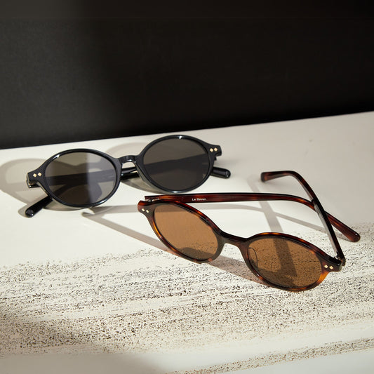 Isla Black and Brown Tortoise oval sunglasses, side view