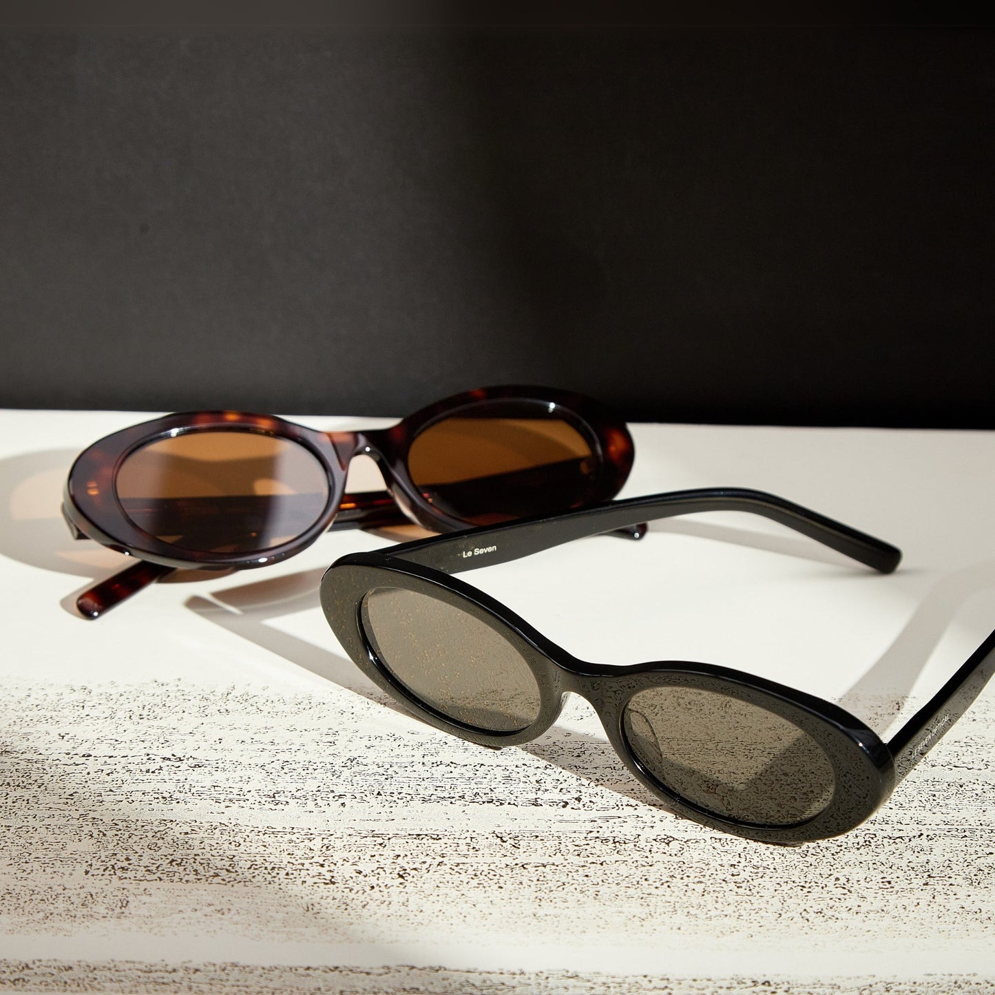 Jade Black and Brown Tortoise oval sunglasses displayed together