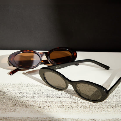 Jade Black and Brown Tortoise oval sunglasses displayed together