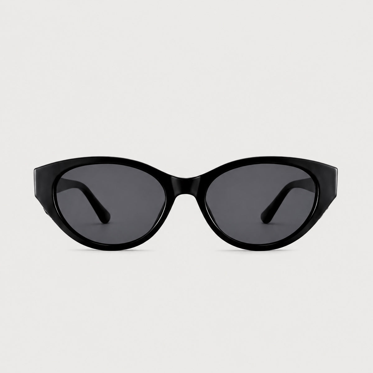 Mira Black sunglasses, front view on a light gray background.