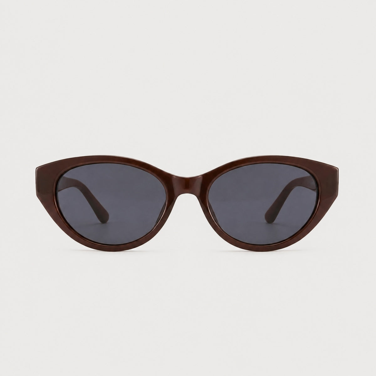 Mira Brown sunglasses, front view on a light gray background.