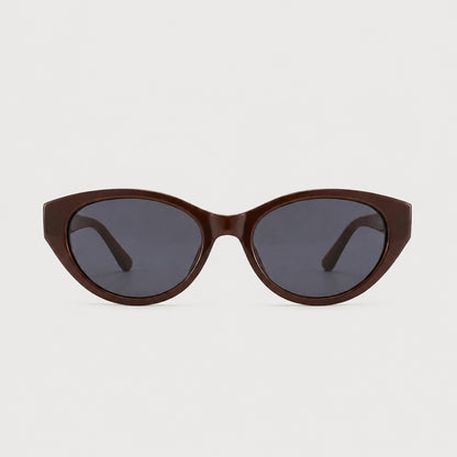 Mira Brown sunglasses, front view on a light gray background.