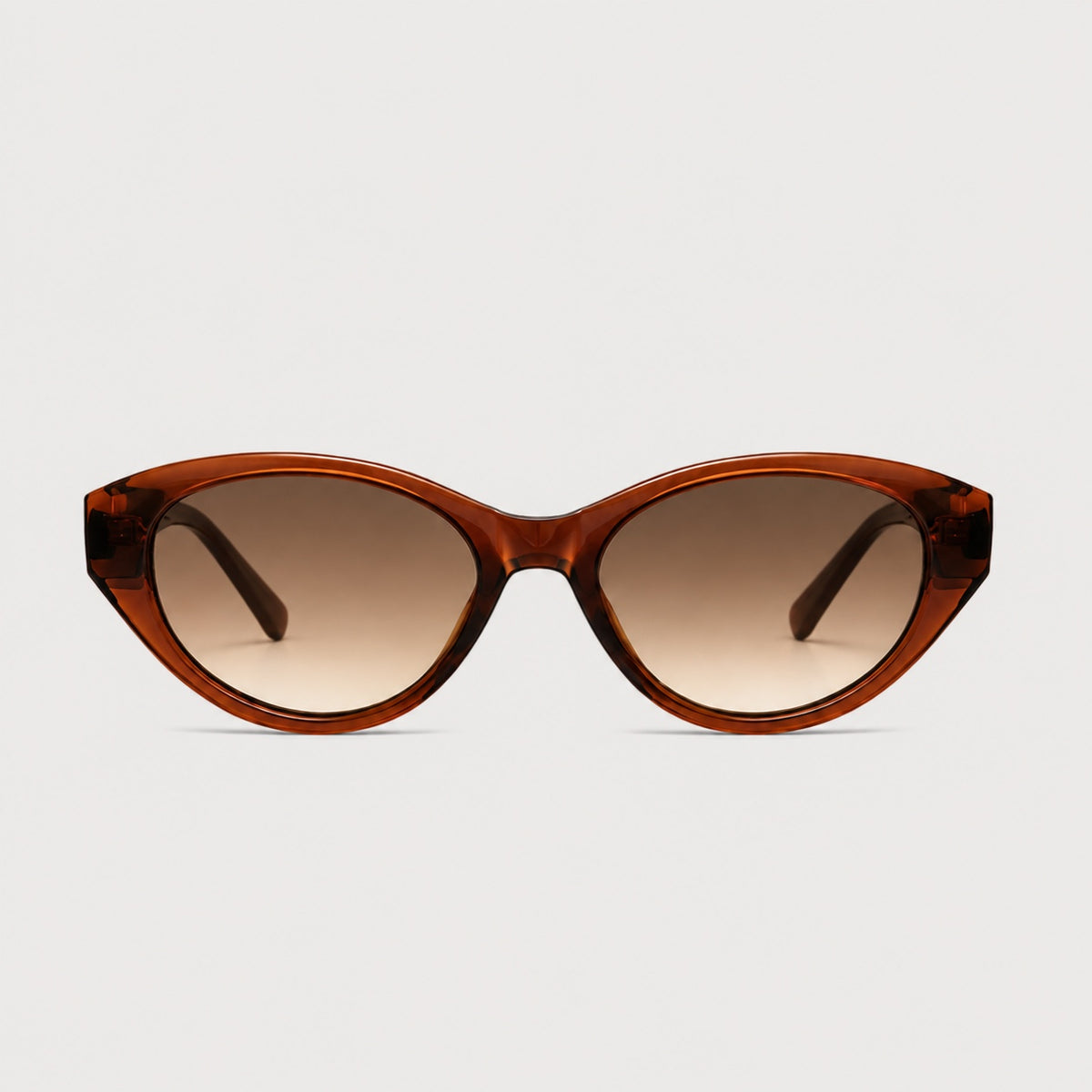Mira Caramel sunglasses, front view on a light gray background.