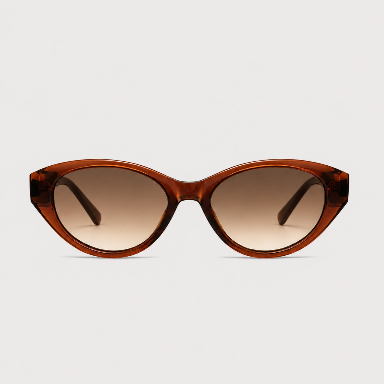 Mira Caramel sunglasses, front view on a light gray background.