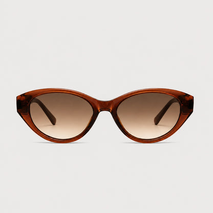 Mira Caramel sunglasses, front view on a light gray background.