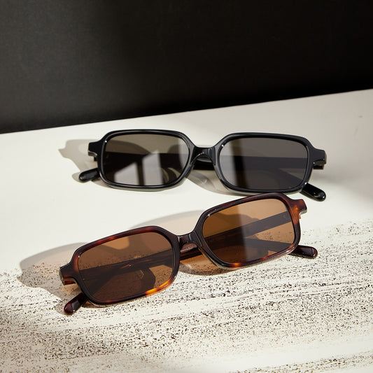 Ryan Black and Brown Tortoise rectangular sunglasses displayed together