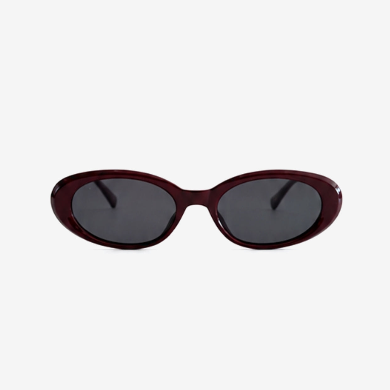Sedona Burgundy oval sunglasses, front view on white