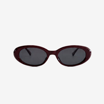 Sedona Burgundy oval sunglasses, front view on white