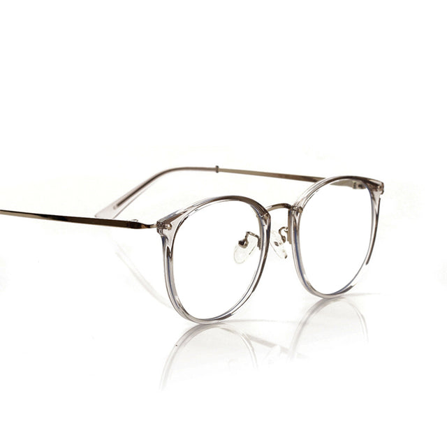 Concept round blue-light glasses, product view on white