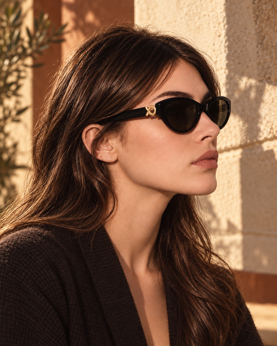 Model wearing LE SEVEN Mira sunglasses in Black